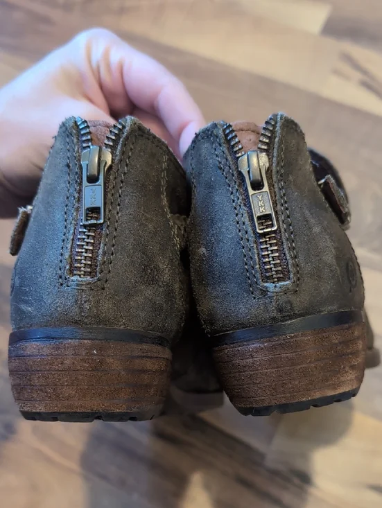 Born Sylvia Braided Strap Low Ankle Boots - Brown Gray - Picture 7 of 10